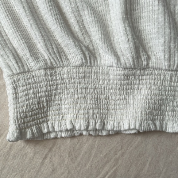 Free People Boulevard Ruffled Top Textured Knit White XS Bohemian Feminine - Picture 7 of 9